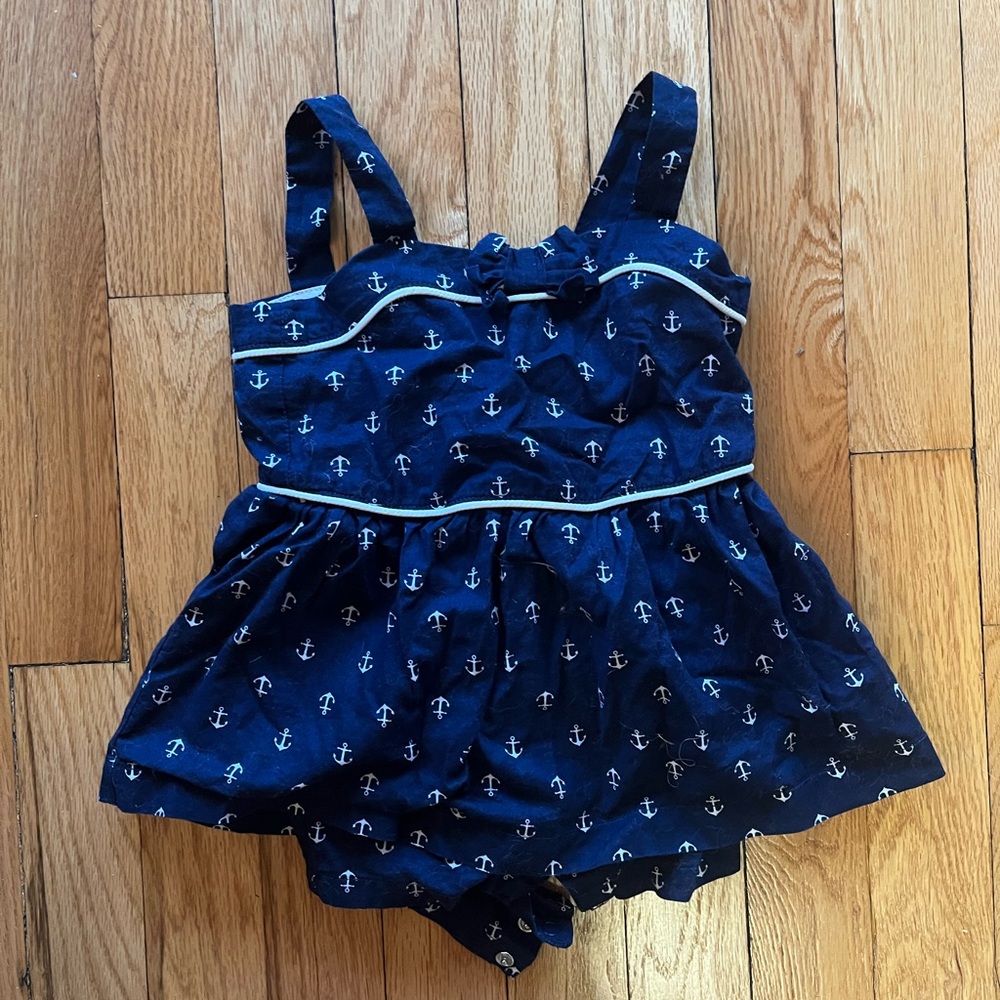 Janie and Jack Dark Blue Anchor Print Dress